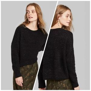 Wild Fable Oversized Black Tinsel Sweater NWT XS